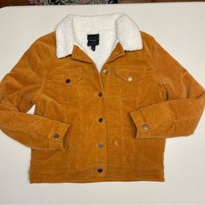 Forever 21 Sherpa Lined Cognac Corduroy Jacket-Size Large